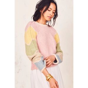 COPY - LoveShackFancy Aspyn Pullover Knit Sweater Rainbow